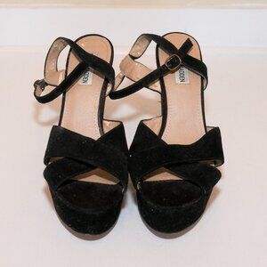 Steve Madden Black Suede Wedge Sandals US Size 9